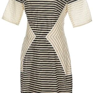 Chic Striped Dress in Black and Cream